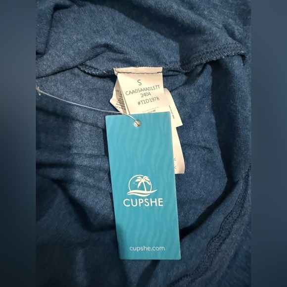 Cupshe Blue Short Sleeve Asymmetrical Jersey Mini Dress - Picture 7 of 7